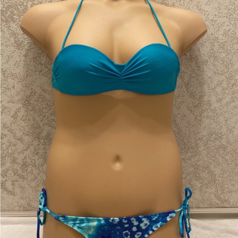 OP Hot Teal and Animal Patterned Bikini Set